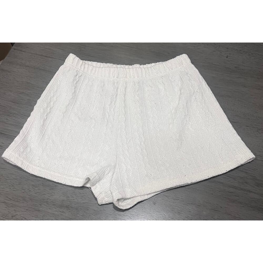 Women's Textured White Shorts